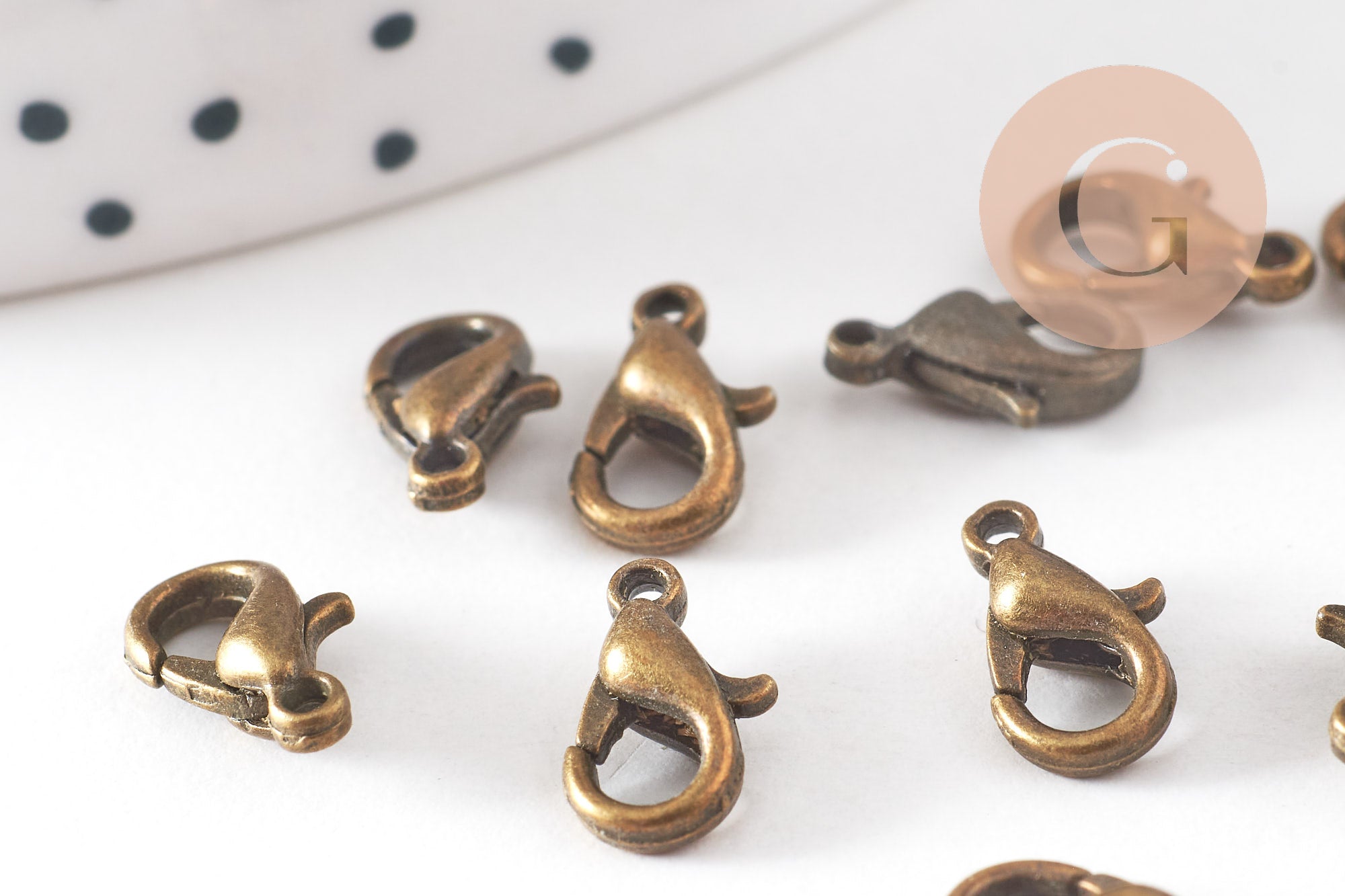 Fermoir mousqueton zamac bronze 10mm, x20 (G0537)