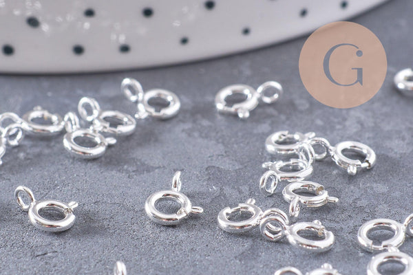 Fermoirs Marins laiton plaqué argent 925 8mm, x10 (G10241)