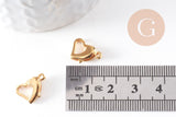 Fermoirs mousquetons coeur acier 304 inoxydable doré 14mm, x5 (G4057)
