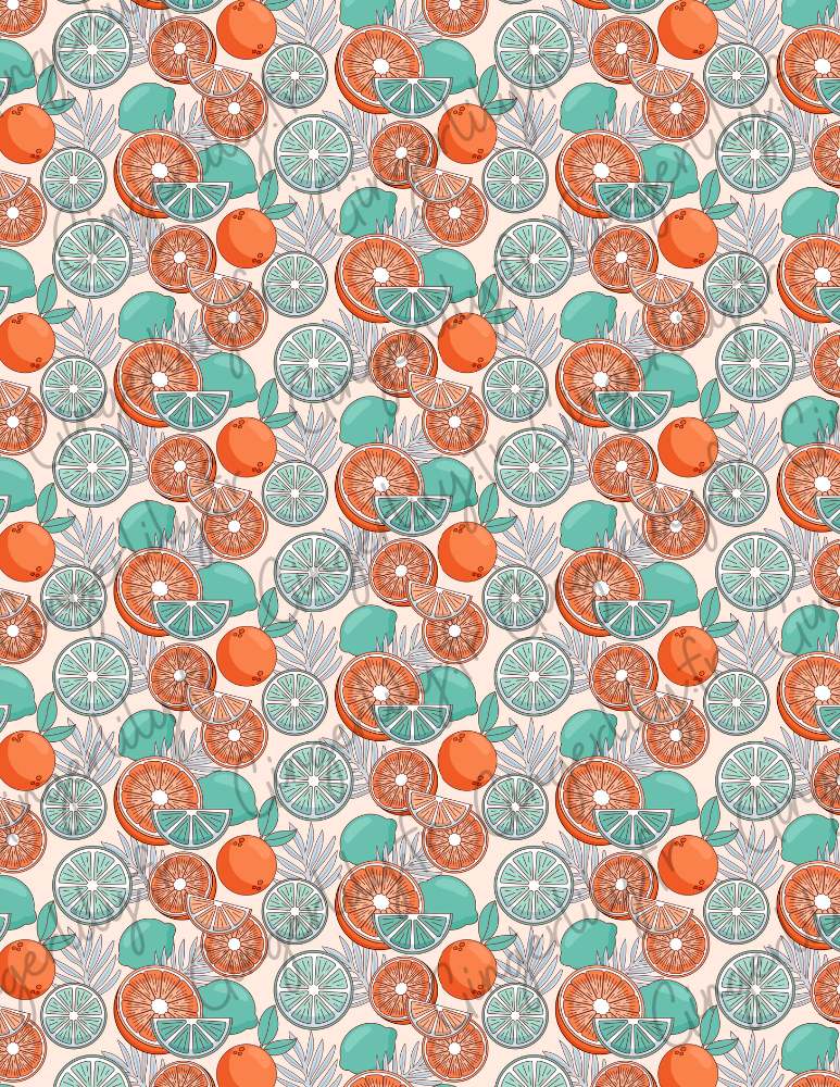Feuille de transfert polymère – Agrumes orange & vert 14x10 cm, x1 (G10789)