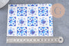 Feuille de transfert polymère – Carreaux (Tiles) bleus 14x10 cm, x1 (G10779)