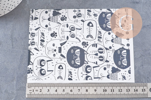 Feuille de transfert polymère – Chats Noir & blanc 14x10 cm, x1 (G10787)