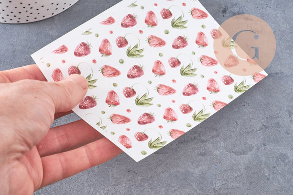 Feuille de transfert polymère – Fraises 14x10 cm, x1 (G10764)