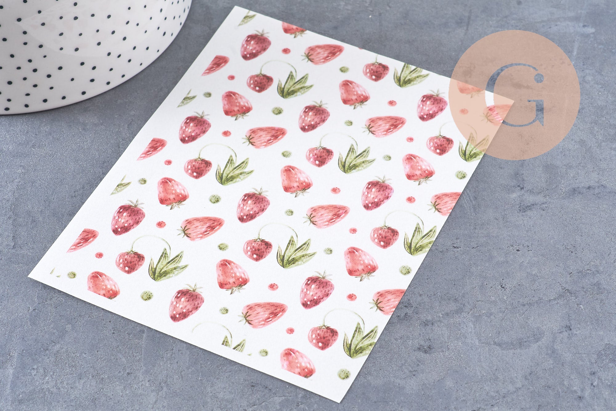 Feuille de transfert polymère – Fraises 14x10 cm, x1 (G10764)