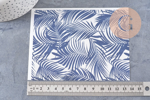 Feuille de transfert polymère – Grandes feuilles de palme marine 14x10 cm, x1 (G10774)