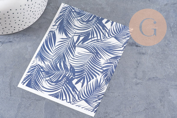 Feuille de transfert polymère – Grandes feuilles de palme marine 14x10 cm, x1 (G10774)