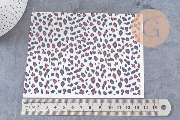 Feuille de transfert polymère – Léopard fond blanc 14x10 cm, x1 (G10788)