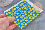 Feuille de transfert polymère – Motif Citrons Fond bleu 14x10 cm, x1 (G11010)