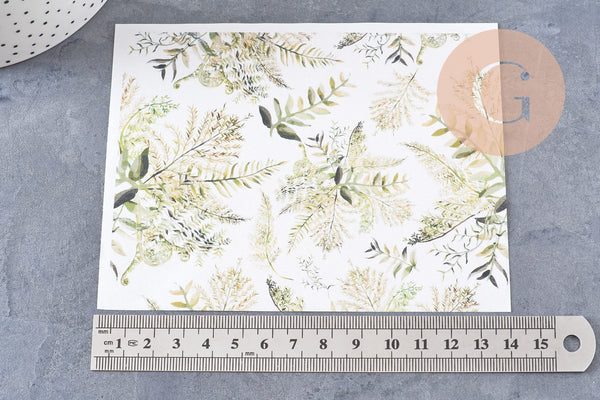 Feuille de transfert polymère – Motif Feuilles fougères clair 14x10 cm, x1 (G10775)