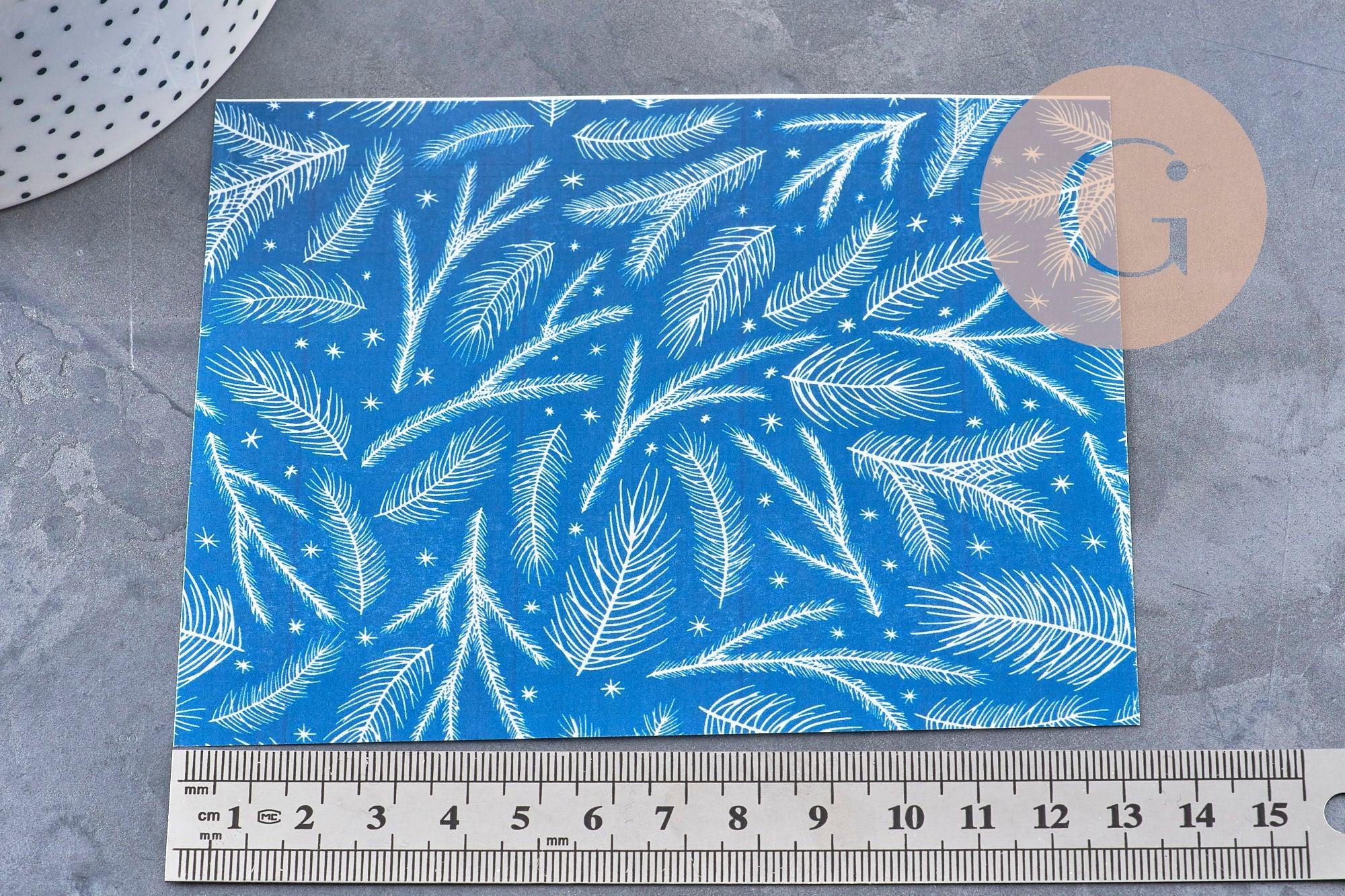 Feuille de transfert polymère – Motif Hiver Fond bleu 14x10 cm, x1 (G11011)