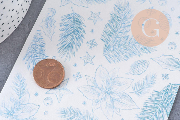 Feuille de transfert polymère – Motif Hiver Vert 14x10 cm, x1 (G10781)