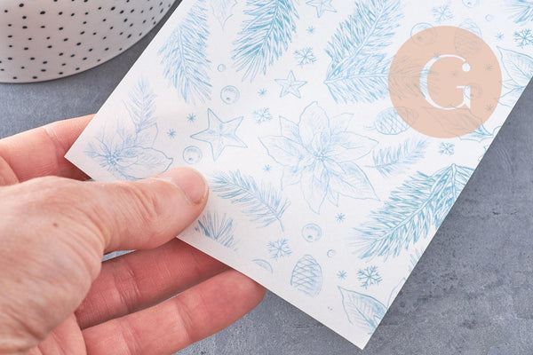 Feuille de transfert polymère – Motif Hiver Vert 14x10 cm, x1 (G10781)