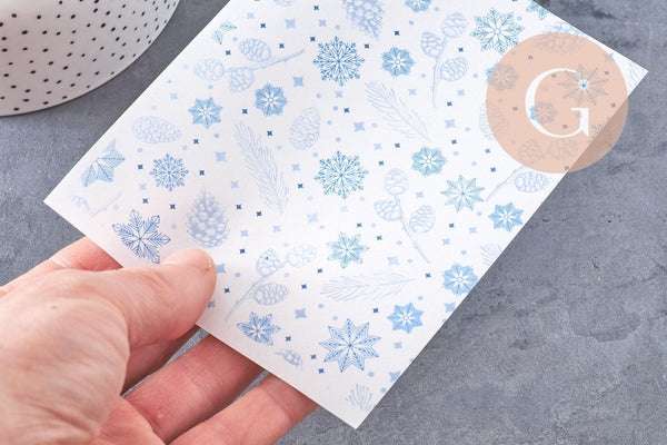 Feuille de transfert polymère – Motif Hiver bleu 14x10 cm, x1 (G10780)