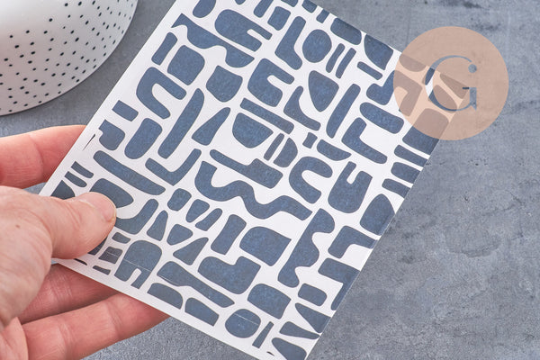 Feuille de transfert polymère – Motifs géométriques Noir & blanc 14x10 cm, x1 (G10784)