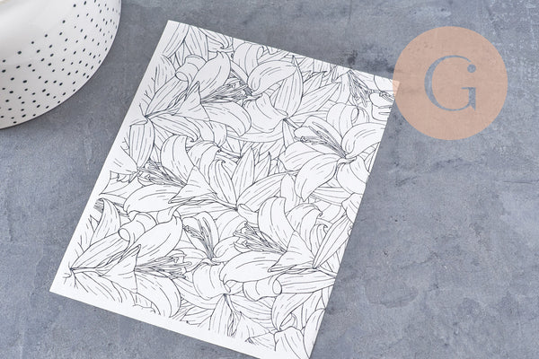 Feuille de transfert polymère – fleurs tropicales 14x10 cm, x1 (G10786)