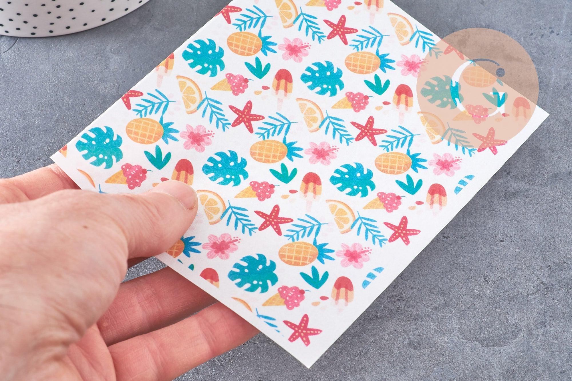 Feuille de transfert polymère – motifs vacances glace étoile de mer 14x10 cm, x1 (G10769)