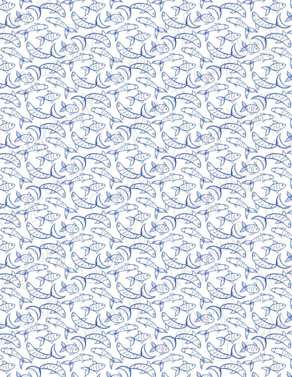 Feuille de transfert polymère – poissons bleu 14x10 cm, x1 (G10772)