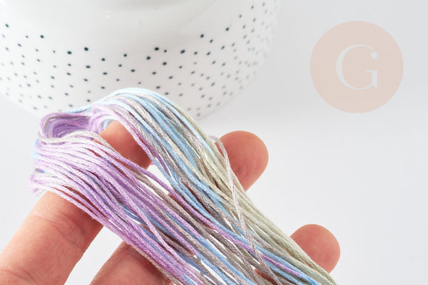 Fil à broder polyester dégradé bleu violet vert 0.5mm, fil original, pour bracelet brésilien, fil à broder ou scrapbooking, x8 mètres G9355