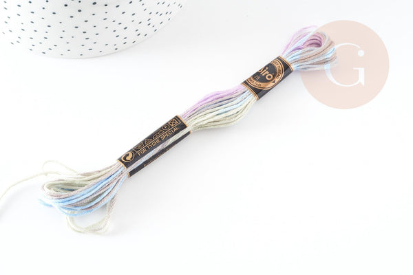 Fil à broder polyester dégradé bleu violet vert 0.5mm, fil original, pour bracelet brésilien, fil à broder ou scrapbooking, x8 mètres G9355