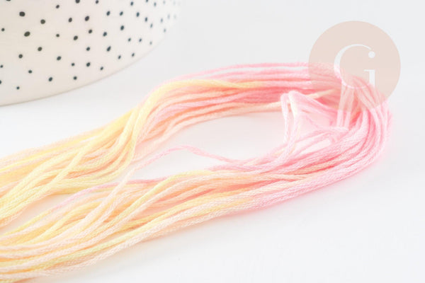 Fil à broder polyester dégradé jaune rose 0.5mm, fil original, pour bracelet brésilien, fil à broder ou scrapbooking, x8 mètres G9356