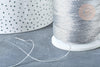 Fil argent métallisé nylon à broder-couture-bijoux 0.6mm,x5 mètres (G8138)