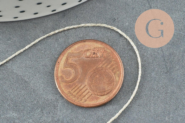 Fil blanc ivoire métallisé,fil original, fil Couture broderie,fil or, diamètre 0.8mm, x5 ou x10 Mètres ,G1859