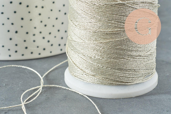 Fil blanc ivoire métallisé,fil original, fil Couture broderie,fil or, diamètre 0.8mm, x5 ou x10 Mètres ,G1859