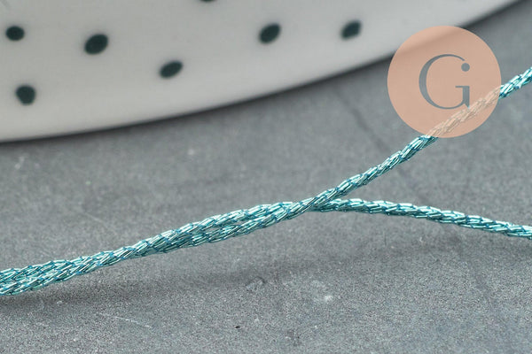 Fil bleu métallisé nylon à broder-couture-bijoux 0.8mm, x5 Mètres (G0505)