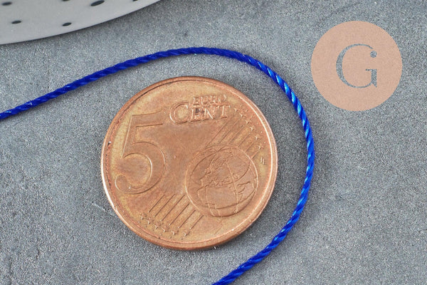 Fil bleu roi nylon pour broderie couture bijoux 0.8mm, x10 Mètres (G2971)