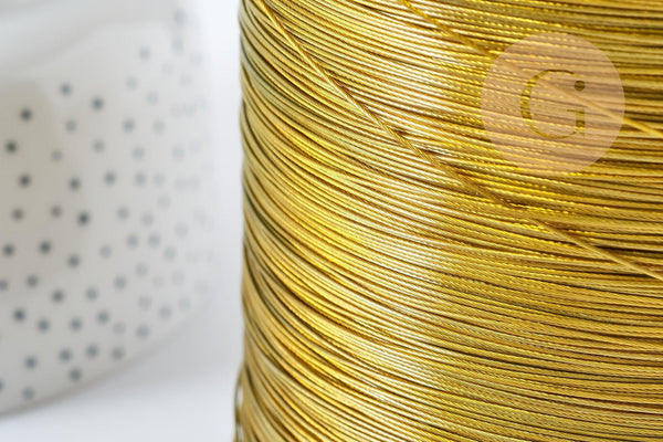 Fil câblé gainé acier inoxydable 201 doré 0.6mm, x2 mètres (G8854)