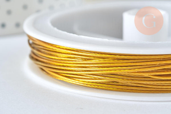 Fil câblé gainé acier inoxydable doré foncé 0.8mm, x1 bobine de 18 mètres (G6779)