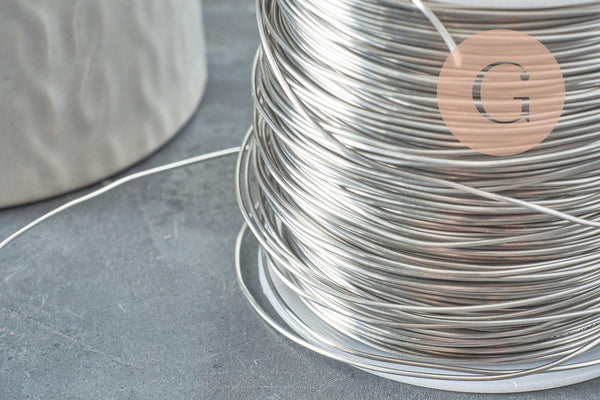 Fil d'acier 304 inoxydable platine argenté 0.7mm, x1 mètre (G9601)