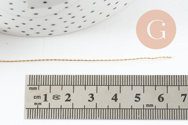 Fil métallique cuivre doré torsadé 0.6mm,x1 mètre (G9637)