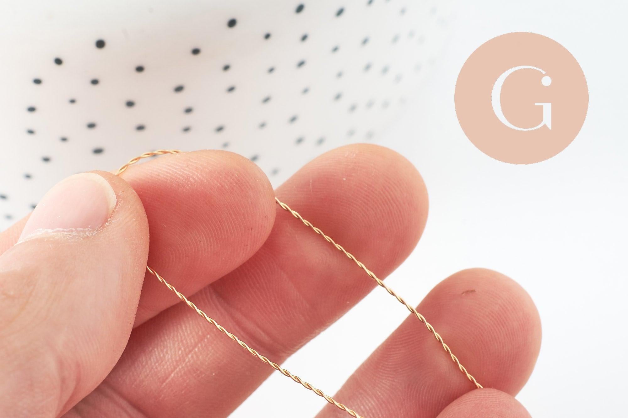 Fil métallique cuivre doré torsadé 0.6mm,x1 mètre (G9637)
