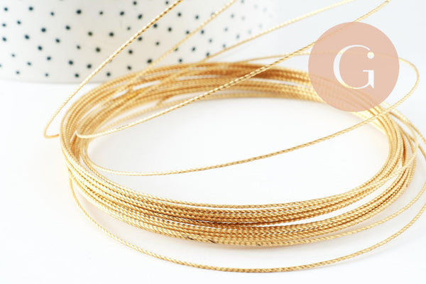 Fil métallique cuivre doré torsadé 0.8mm, x1 mètre (G9639)