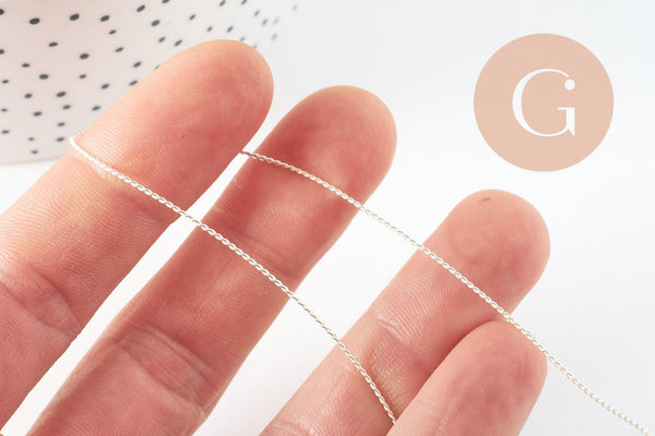 Fil métallique laiton argenté torsadé 0.8mm,x1 mètre (G9641)