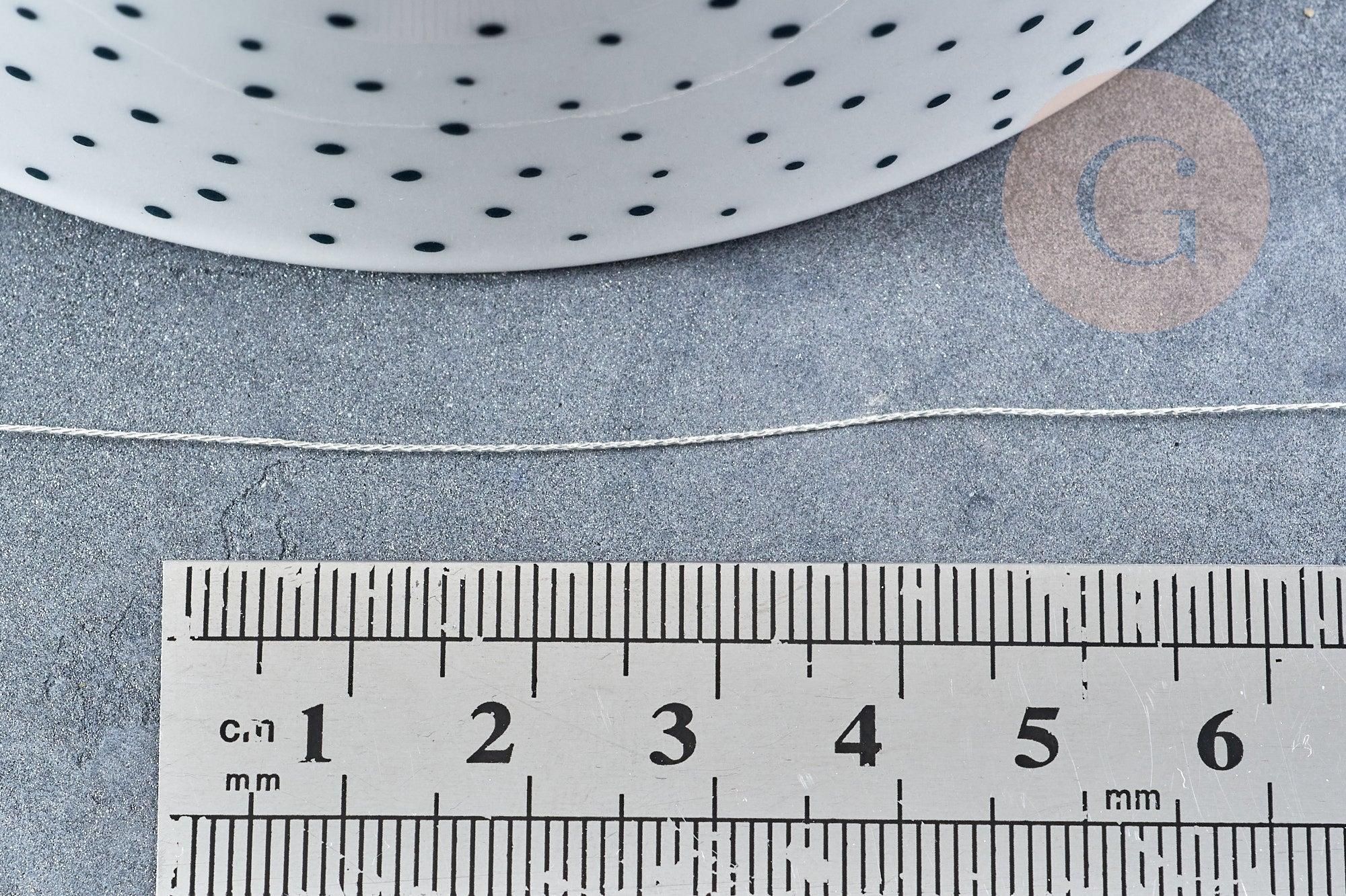 Fil nylon métallisé argent 0.3mm, fabrication bijoux,création broderie,les 5 mètres G8489