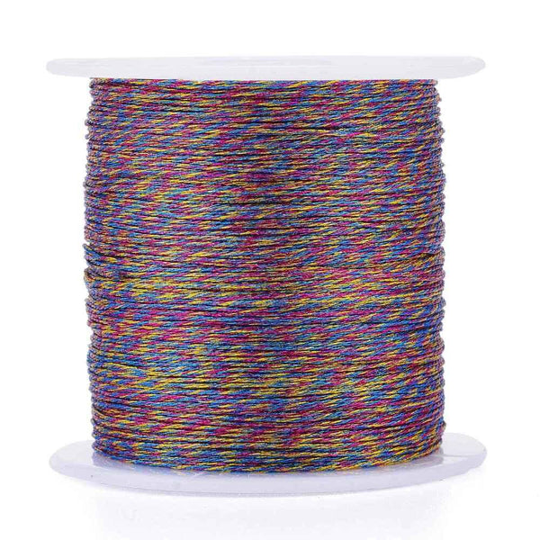 Fil polyester métallisé multicolore 0.4mm, x1 bobine de 50 mètres (G5941)