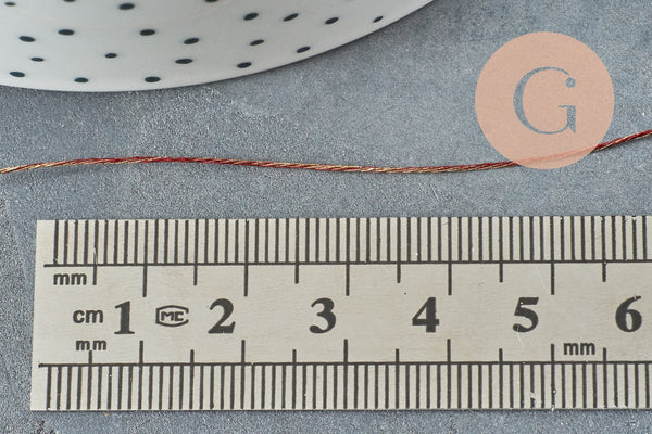 Fil rouge or métallisé en polyester 0.4mm,fil Couture, broderie,fil or,fil métallique, bobine de 50 mètres, x1 G5942