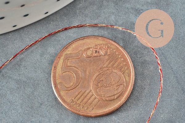 Fil rouge or métallisé en polyester 0.4mm,fil Couture, broderie,fil or,fil métallique, bobine de 50 mètres, x1 G5942