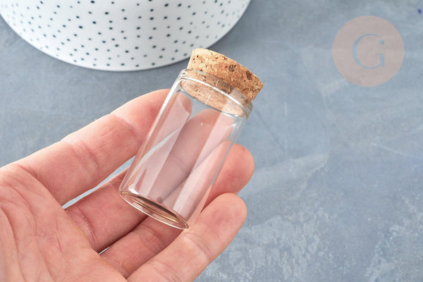 Flacon Eprouvette en verre borosilicate bouchon en liège 50mm, x1 (G8156)