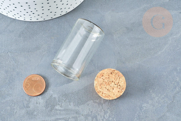 Flacon Eprouvette en verre borosilicate bouchon en liège 50mm, x1 (G8156)