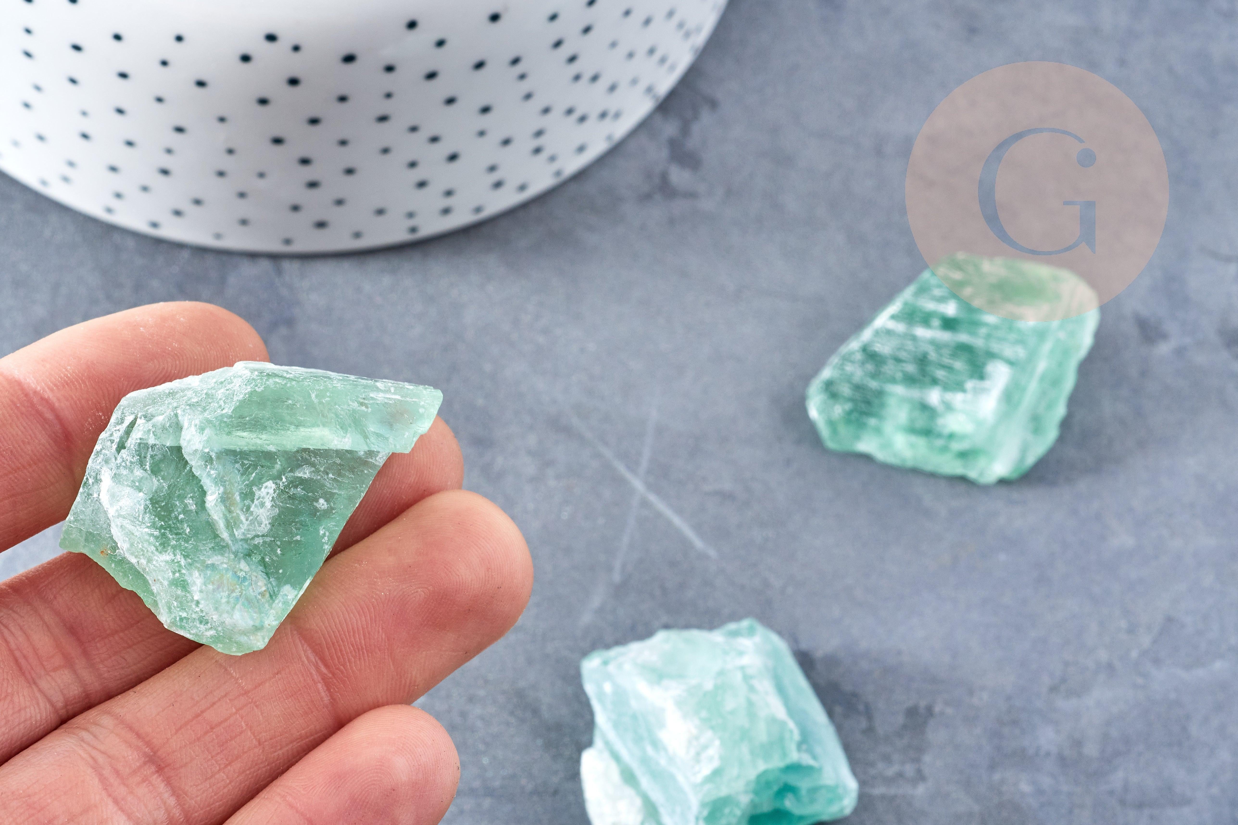 Fluorite verte naturelle brute 30-42mm ,fluorite naturelle pour création bijoux lithothérapie, x1 (G8628)