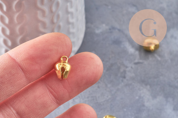 Grelot clochette fer doré 9.5mm, x10 (G1378)