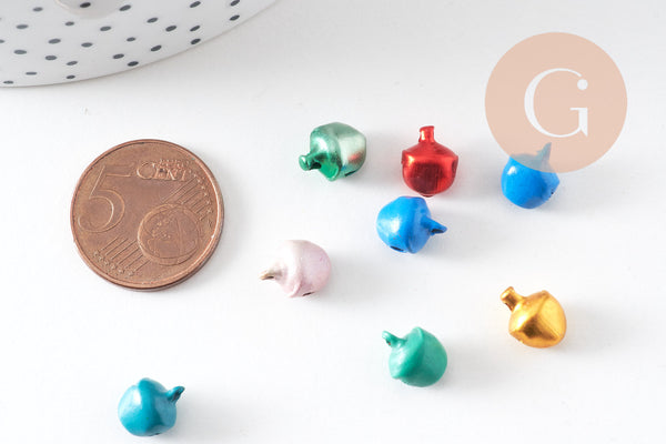 Grelots clochettes multicolores, ,grelot metal, décoration noel,clochette aluminium, x20 (G2326)