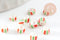 Grosse Perle rocaille rayé multicolore 3-4.5mm, x 10gr (G9418)