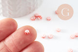 Grosse Perle rocaille rayé rouge blanc 3-4.5mm, x 10gr (G9419)