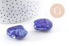 Grosse perle porcelaine bleu foncé coquillage, perle céramique géométrique fabrication en céramique, 29-33mm, x2 (G5377)