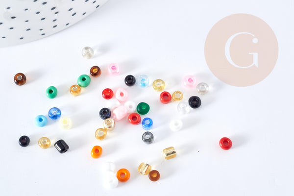 Grosse perles rocaille multicolore 4mm, x10g (G8644)