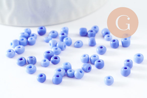 Grosses perles de rocaille bleu tendre 4mm, x10Gr (G3817)